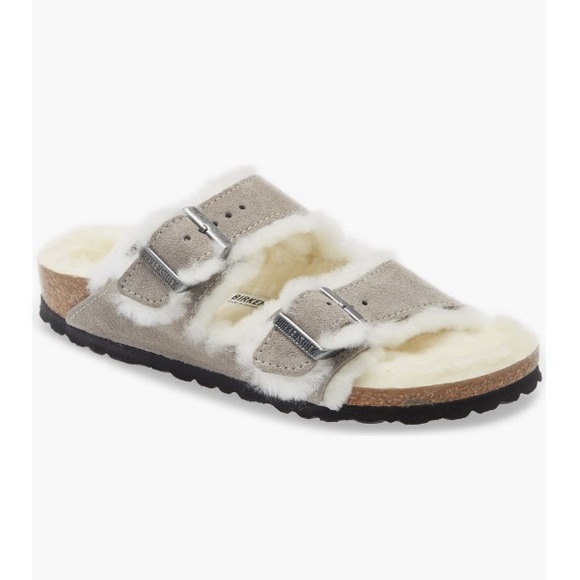 Birkenstock Shoes - Birkenstock Arizona Genuine Shearing Slide Sandal